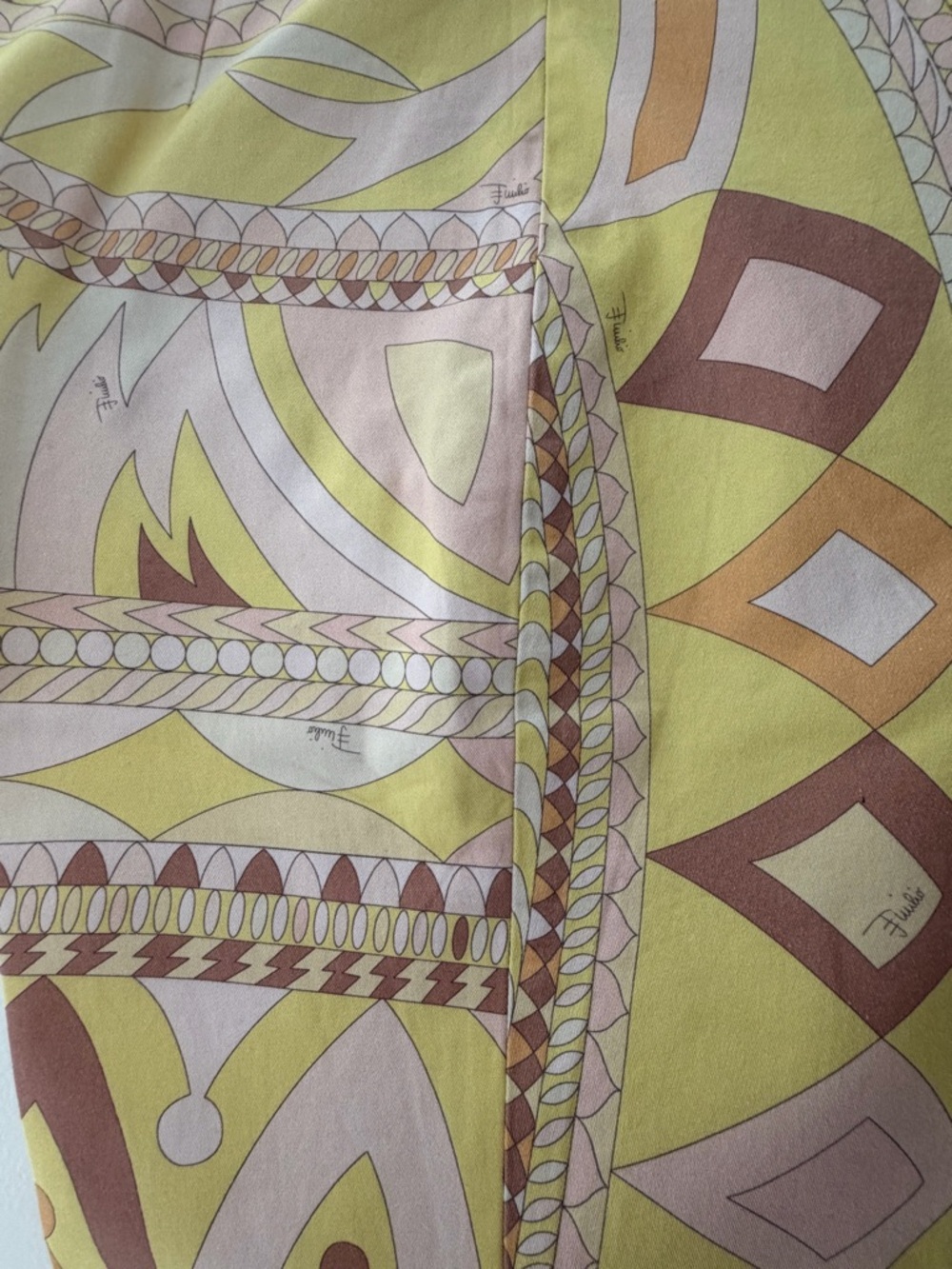 Emilio Pucci Yellow & Pink Printed Silk Scarf